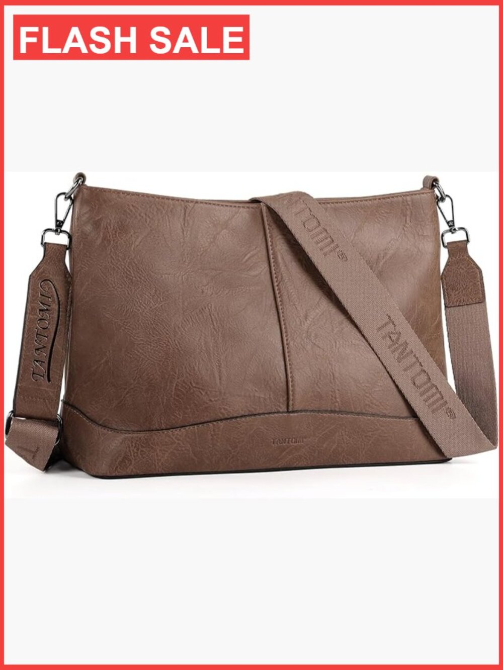 Vegan Leather Crossbody Satchel Purse with Adjustable Strap